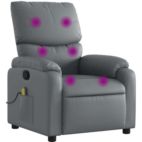 Verstellbarer Massage-Sessel Grau Kunstleder