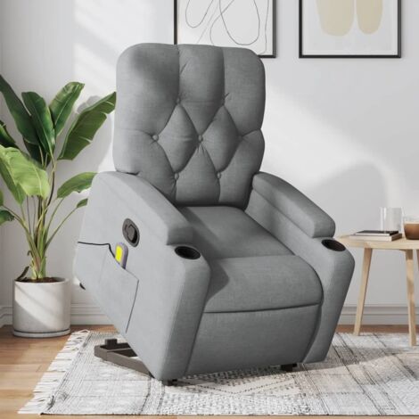 Verstellbarer Massage-Sessel Hellgrau Stoff