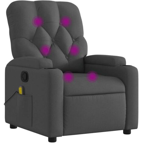 Verstellbarer Massagesessel Dunkelgrau Stoff