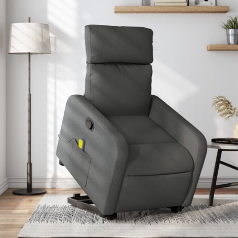 Verstellbarer Massagesessel Dunkelgrau Stoff