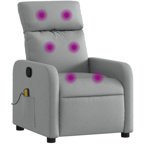 Verstellbarer Massagesessel Hellgrau Stoff