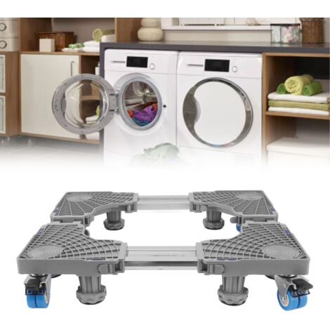 Verstellbarer Multifunktions-Universalfuß mit Bremsen für Waschmaschine/Trockner/Kühlschrank (Metall/PP) – Mobiler Ständer Grau