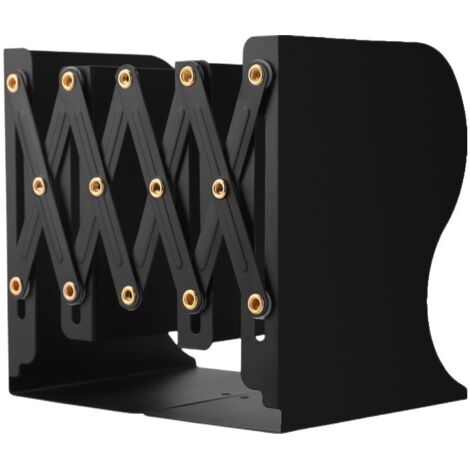 Verstellbarer, schwarzer Metallständer, ausziehbar bis zu 41 cm, rutschfest, für Bücher, CDs und Ordner
