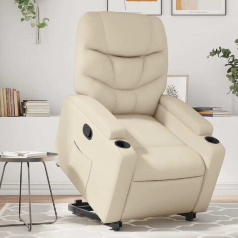Verstellbarer Sessel Creme Kunstleder