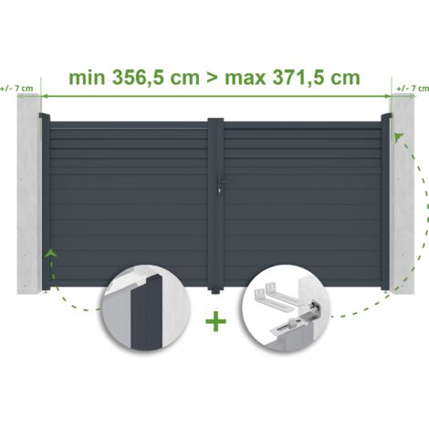 Verstellbares Drehtor Breite 3,5m CARPATIA H.180cm grau Aluminium
