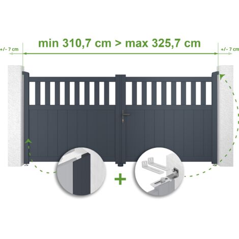 Verstellbares Drehtor Breite 3m SANTIS H.140cm grau Aluminium