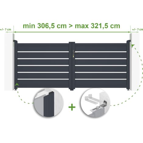 Verstellbares Drehtor Breite 3m VOGEL H.120cm grau Aluminium