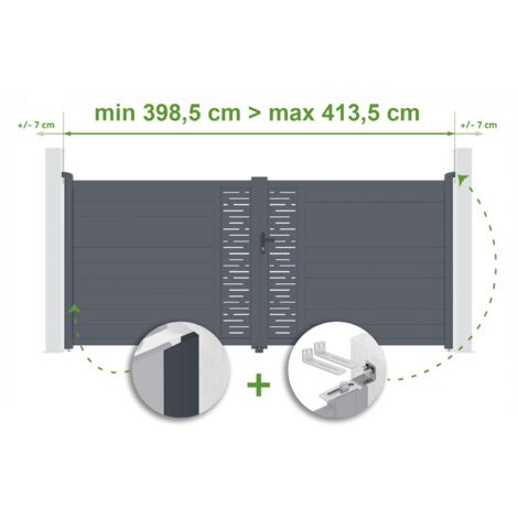 Verstellbares Drehtor Breite 4m ARLBERG H.180cm grau Aluminium