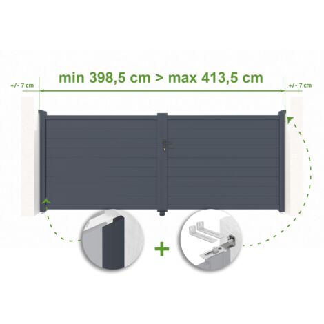 Verstellbares Drehtor Breite 4m EIGER H.160cm grau Aluminium