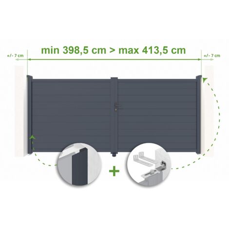 Verstellbares Drehtor Breite 4m EIGER H.180cm grau Aluminium