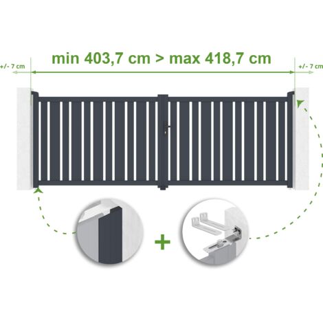 Verstellbares Drehtor Breite 4m VEYMONT H.140cm grau Aluminium