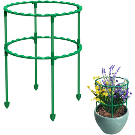 Verstellbares Pflanzenstützset aus ABS, 20 cm Durchmesser, 15–85 cm Höhe, grün, robust, regendicht, wiederverwendbar, Käfig-Pflanzgefäß