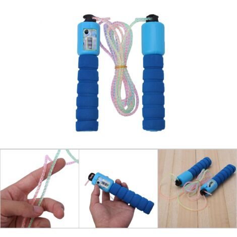 Verstellbares PVC-Springseil mit komfortablen, rutschfesten Griffen (blau)