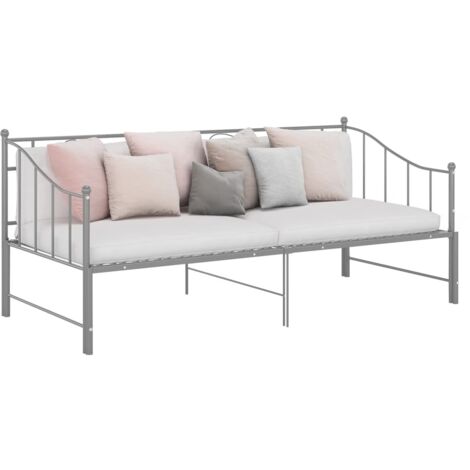 Verstellbares Schlafsofa Grau Metall 90x200 cm