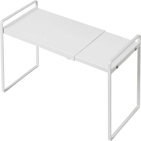 Verstellbares, stapelbares Küchenregal für Schrank, vielseitiges Gewürzregal, aus weißem Kunststoff, ausziehbar und platzsparend