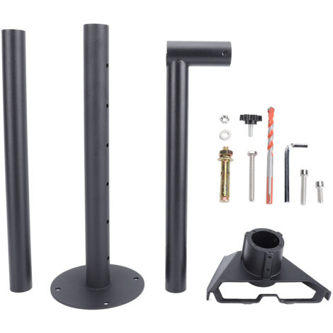 Verstellbares Wandmontageset für rechteckige Gen 3/V4-Antenne mit Schlauchadapter, komplettes Set inklusive Sockel, Verlängerung, Bohrer und wetterfestem Stahlzubehör.