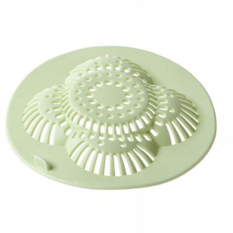 (vert) 1 pc Filtre dévier en Plastique Crépine de Baignoire ou lavabo Couvercle du Drain en Motif de Fleurs Creuses Attrape-Cheveux pour la Cuisine ou Salle de Bains