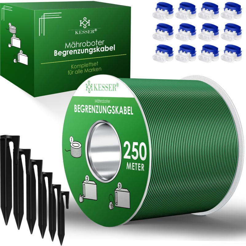 Câble périphérique + piquet + connecteur de câble pour robot de tonte Accessoires pour robot de tonte set Câble périphérique compatible universel