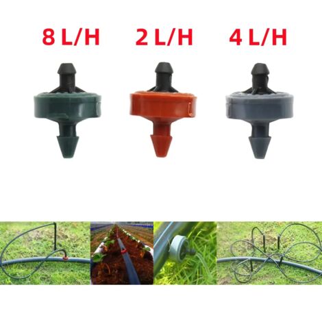 (Vert 8L) Goutteurs à compensation de pression, interface tuyau 4/7 mm, 20 pièces, pour jardin, pelouse, verger, agriculture.