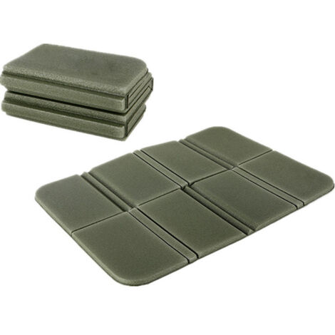 Vert armée 385&275&8 mm Coussin de siège extérieur pliable en 8 parties, imperméable, tapis de randonnée, coussin pour gazon extérieur