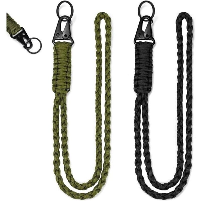 (Vert armée, noir)Porte-clés - Non spécifié - 2PCS - Cordon Tour de Cou - Mousqueton - Nylon Durable