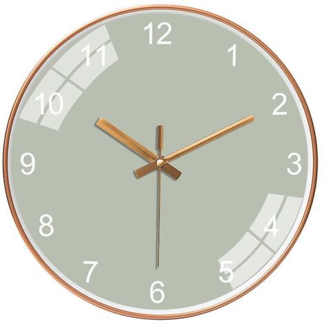 (vert Clair)silencieuse Horloge Murale 12 Pouces Chambre Salon Sans Chelle Horloge Ronde Horloge Simple Mode Crative Murale Dcoration Murale