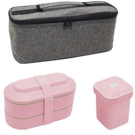 (vert) Ensemble De Bote  Lunch, Bote  Lunch Double Couche De 900 Ml Avec Couverts + Sac Isotherme, Convient Pour Pique-nique, Travail, Collation