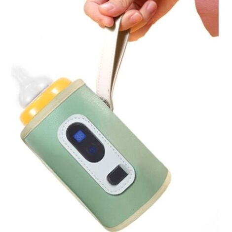 (Vert et blanc)chauffe-biberon portable Chauffe-biberon USB avec écran LCD, température réglable, chauffage précis, étanche, Vert