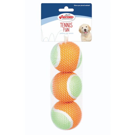 Vert et orange - Jeu de 3 balles de tennis diamètre 6,4 cm pour chiens