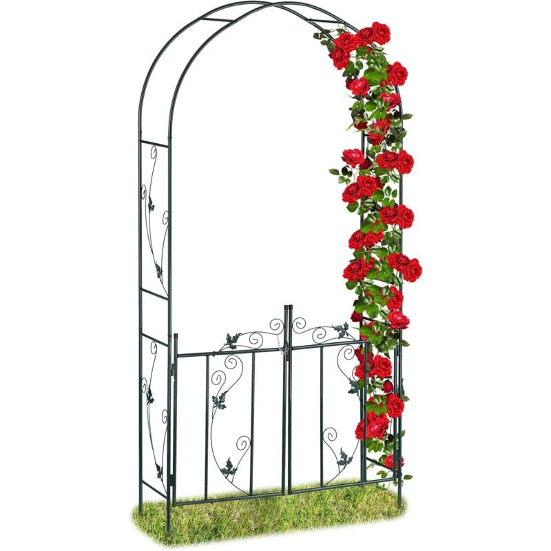 Choyclit - Vert foncé Arche de rosiers porte, Arcade, treillis plantes grimpantes, tuteur métal, 230 x 113,5 x 36,5 cm