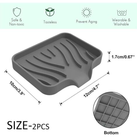 (Vert + Gris) Lot de 2 Porte-Savon de Douche en Silicone, Porte-Savon de Pont de Salle de Bain pour Évier Sec Facile à Nettoyer