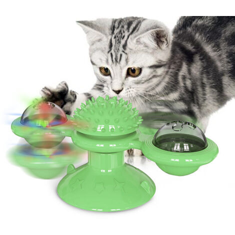 Vert Jouet Chat Interactif, Jouet pour Chat Moulin à Vent Rotat
