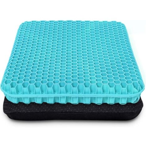 (Vert lait)Coussin de siège en gel épais avec revêtement antidérapant - Respirant - Motif nid d'abeille - Absorbe les points de pression pour voiture, chaise de bureau, fauteuil roulant