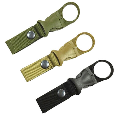 vert militaire Boucle pour gourde d'extérieur, crochet de voyage et de randonnée, cordelette pour suspendre les bouteilles d'eau minérale et autres boissons, ceinture pour gourde, crochet pour sac à d