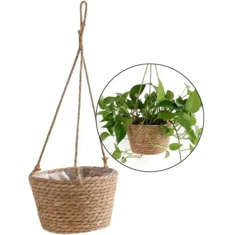 (Vert) Support pour pot de fleurs d'extérieur, suspension pour plantes, décoration intérieure, jardin, jardinière suspendue, panier de rangement pour plantes en macramé, corde de jute tressée, intérie