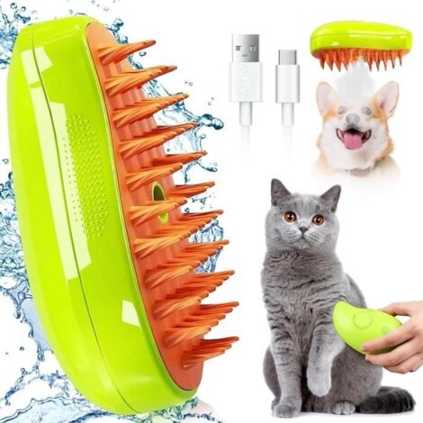 (Vert)Brosse pour animaux - Brosse Vapeur - 3 en 1 - Vert - Silicone - Pour chat et chien