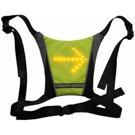 (Verte-Rouge, Jaune-Rouge)Dossard Gilet LED Clignotants - Bretelles Ajustables - Télécommande Sans-Fil Pour Cycliste Velo Moto Joggeur Marcheur Sac Ecole