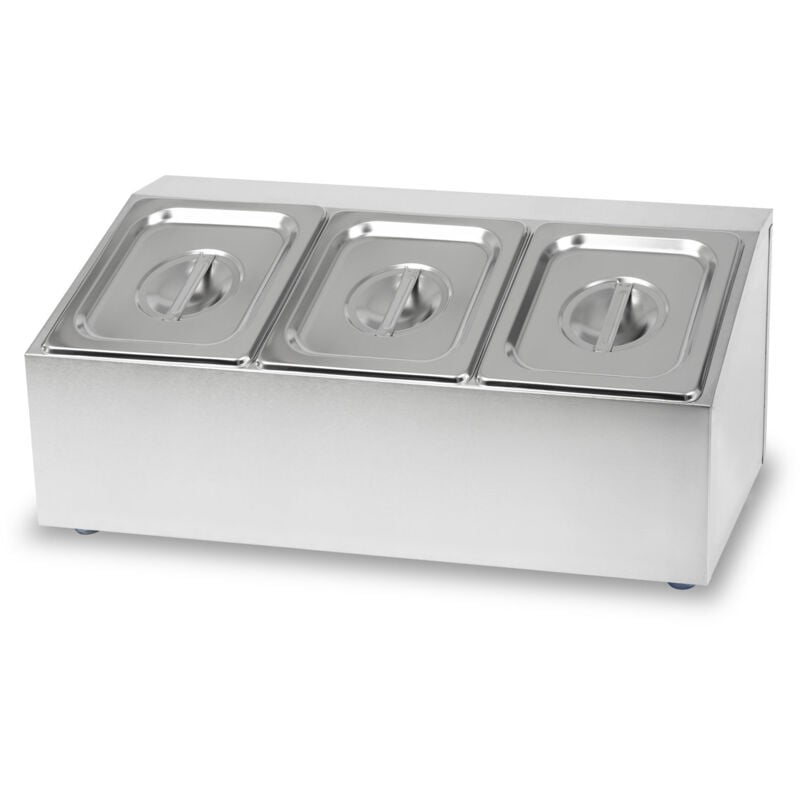 Bac à ingrédients 3 x 1/6 gn Gastronorme, Acier inoxydable, 100mm de profondeur, Hygiénique, Inoxydable, Anti-rayures, Résistant à la température de