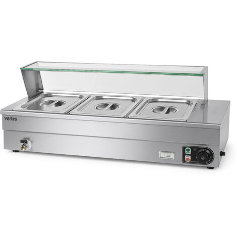 VERTES Chauffe-plats inox 1500W Bain-Marie 3x 1/2 GN, 10L