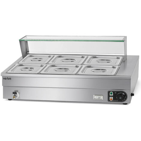 VERTES Chauffe-plats inox 1500W Bain-Marie 6 x 1/2 GN, 10L