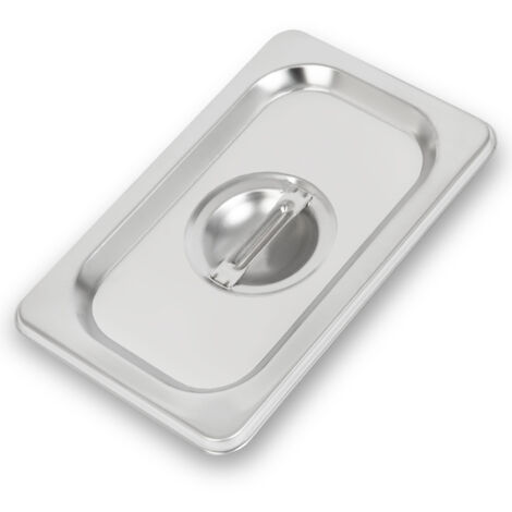 VERTES Couvercle Gastronorm GN 1/9 Acier Inoxydable (Profondeur 100mm, Hygiénique, Résistant aux Rayures, Résistant à la Température de -40° à +300°C, pour Bain-Marie et Usage Polyvalent en Gastro)