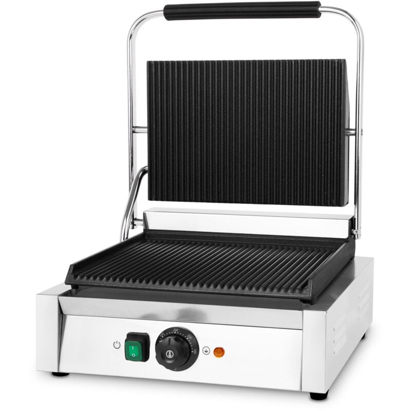 Vertes - Gril de Contact, Plaques en Fonte Rainurée, 2200W Gastronomie Multigrill pour Panini, Galette, Viande, Légume, Sandwich, Boîtier en Acier