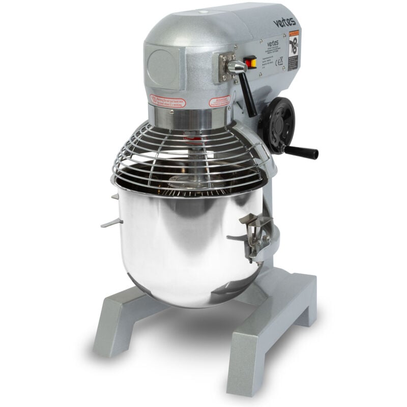 Pétrin à pâte professionnel Machine à pâte avec batteur planétaire, capacité 20L, 750W, bol en inox, lame de batteur, crochet pétrisseur et fouet, 3