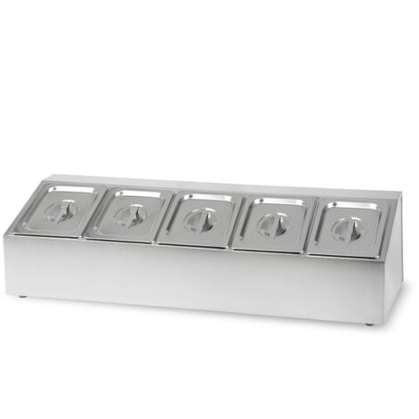VERTES Zutatenbehälter 5 x 1/6 GN Gastronorm, Edelstahl, 100mm Tief, Hygienisch, Rostfrei, Kratzfest, Temperaturbeständig von -40° bis 300°C, für Bain Marie und Vielseitigen Einsatz in Gastronomie