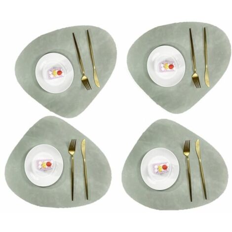 (Verte)Sets de table Rond - Cuir lavable - Antidérapant - 4 coussins repas