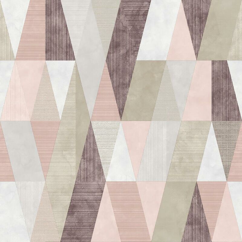 Vertex Geometric Wallpaper Rasch Pink Purple Grey Silver Metallic Triangle