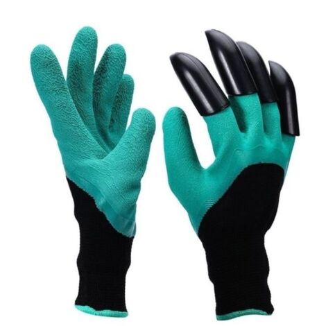 (vert)Gants de jardinage Garden Genie - Marque Garden Genie - Avec griffes en plastique ABS - Couleur verte