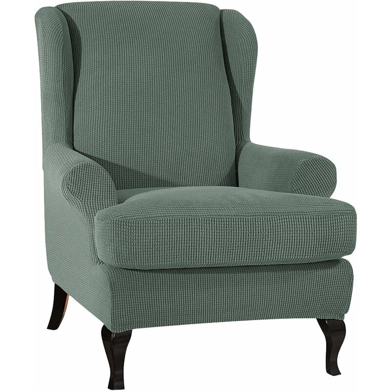 (vert)Housse de Fauteuil à Oreilles Extensible Couvre Fauteuil Elastique Protecteur pour Chaise