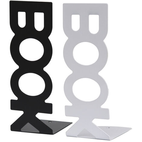 Vertical Bookends Solid Metal Non-Slip Bookends for Home, Office, Study and Shelves (Black)