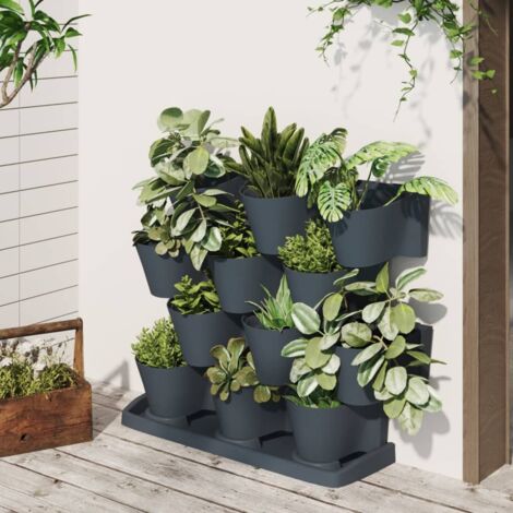 Vertical Garden Plant Set 12 pcs Anthracite Polypropylene vidaXL